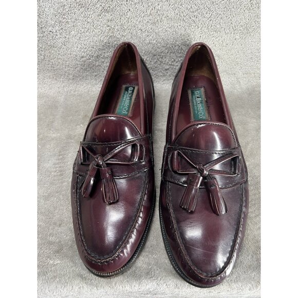 Vtg G.H. Bass Shoes Men’s 9 Burgundy Patent Leather Tassel Lace Loafers Slip On - Picture 1 of 8